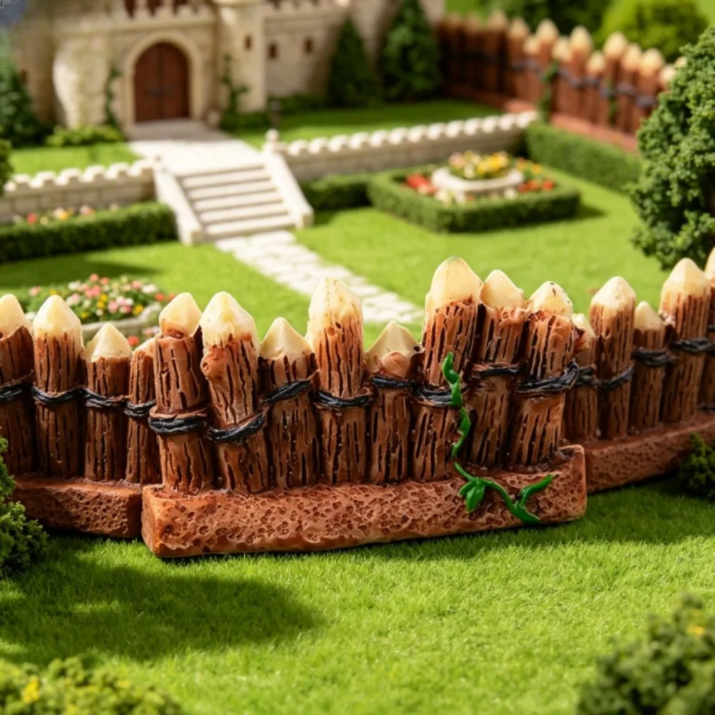 15Pcs Orange Resin Wooden Pile Fence Miniature Landscape Diorama Sand For Table Model DIY Craft Garden Decor Accessories
