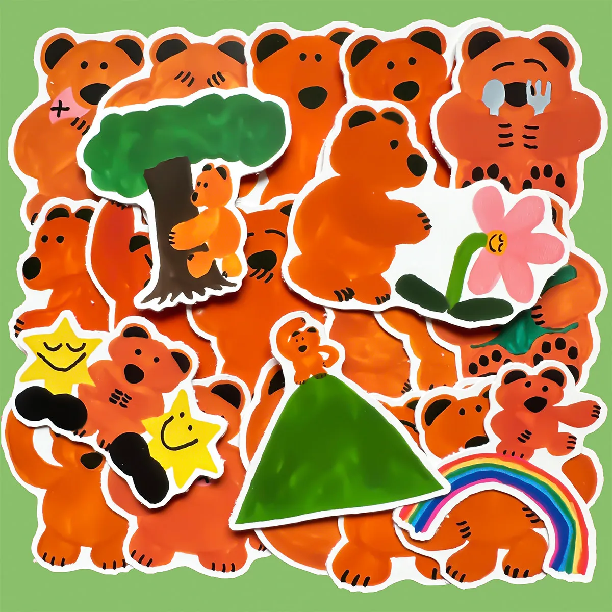 

Hand Drawn Cute Cartoon Bear Fresh Kids Stickers DIY Notebook Phone Case Journal Decoration