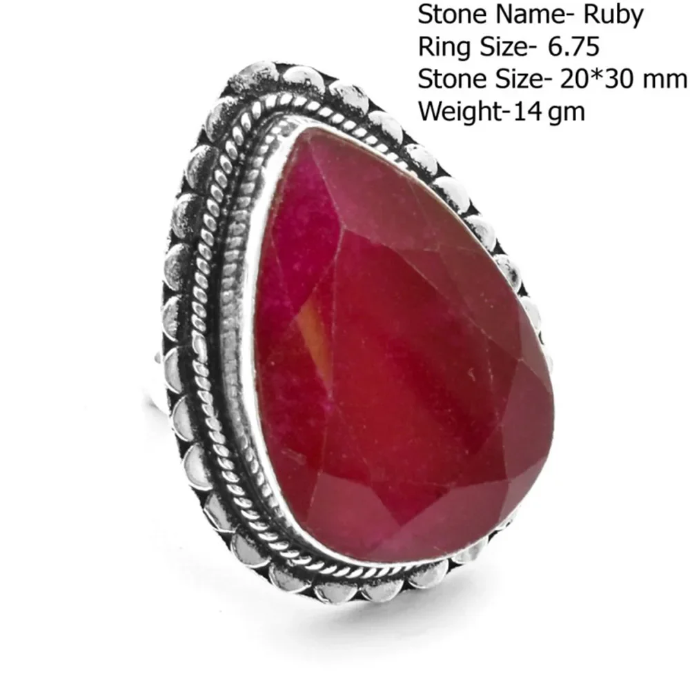 Genuine Ruby  Ring  Silver Overlay Copper  All  Size