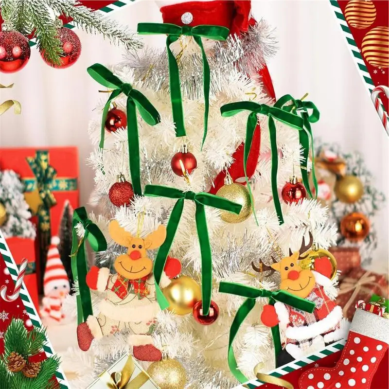 

12pcs Bowknot Red Ribbon Christmas Tree Topper Decoration Red Bow Xmas Wedding Decor for Home Front Door Pendant Party Prop
