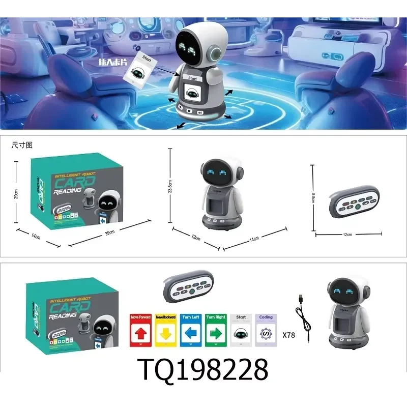 Robot de bureau IA 24G avec télécommande sans fil, lecture de cartes, projection, dessin, voiture, jouet éducatif pour enfants, cadeau d'apprentissage STEM