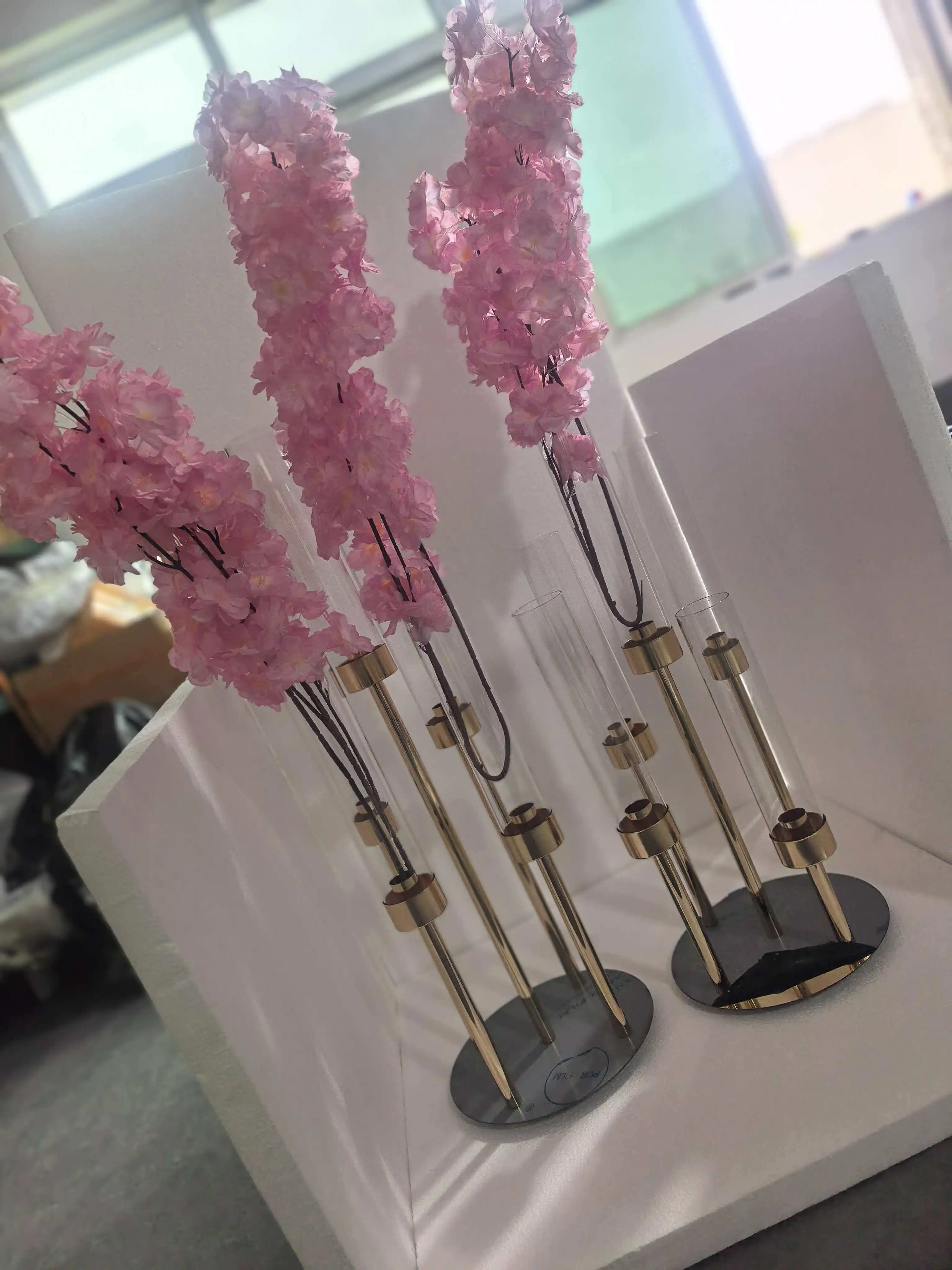 5 Stück Goldene Luxus-Kerzenhalter aus Kristall, Hochzeitsdekoration, Tischblumenständer, Kerzenhalterständer – Detail 3