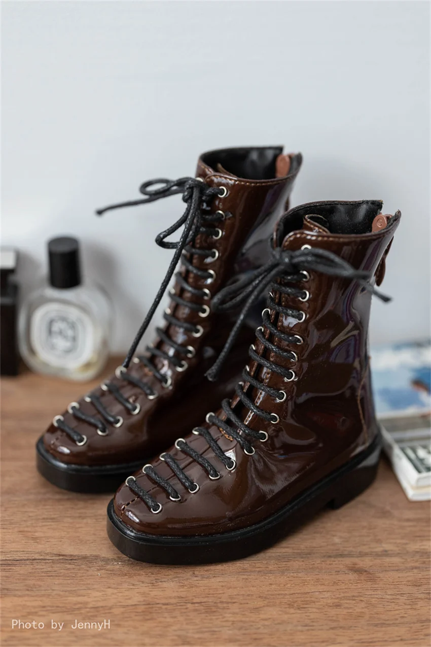 BJD/SD รองเท้า 1/3 ของเล่นเด็กหนา soled หล่อเคลือบเงาหนังสแควร์ Toe ข้อเท้าสูงรองเท้าของขวัญสีน้ําตาลสีดําตุ๊กตาอุปกรณ์เสริม