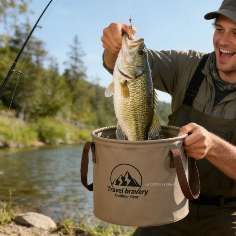 Tragbarer Faltbarer Angel-Eimer Multifunktionaler Eimer für Autowäsche und Angeln Camping-Aufbewahrung Zusammenklappbarer Eimer