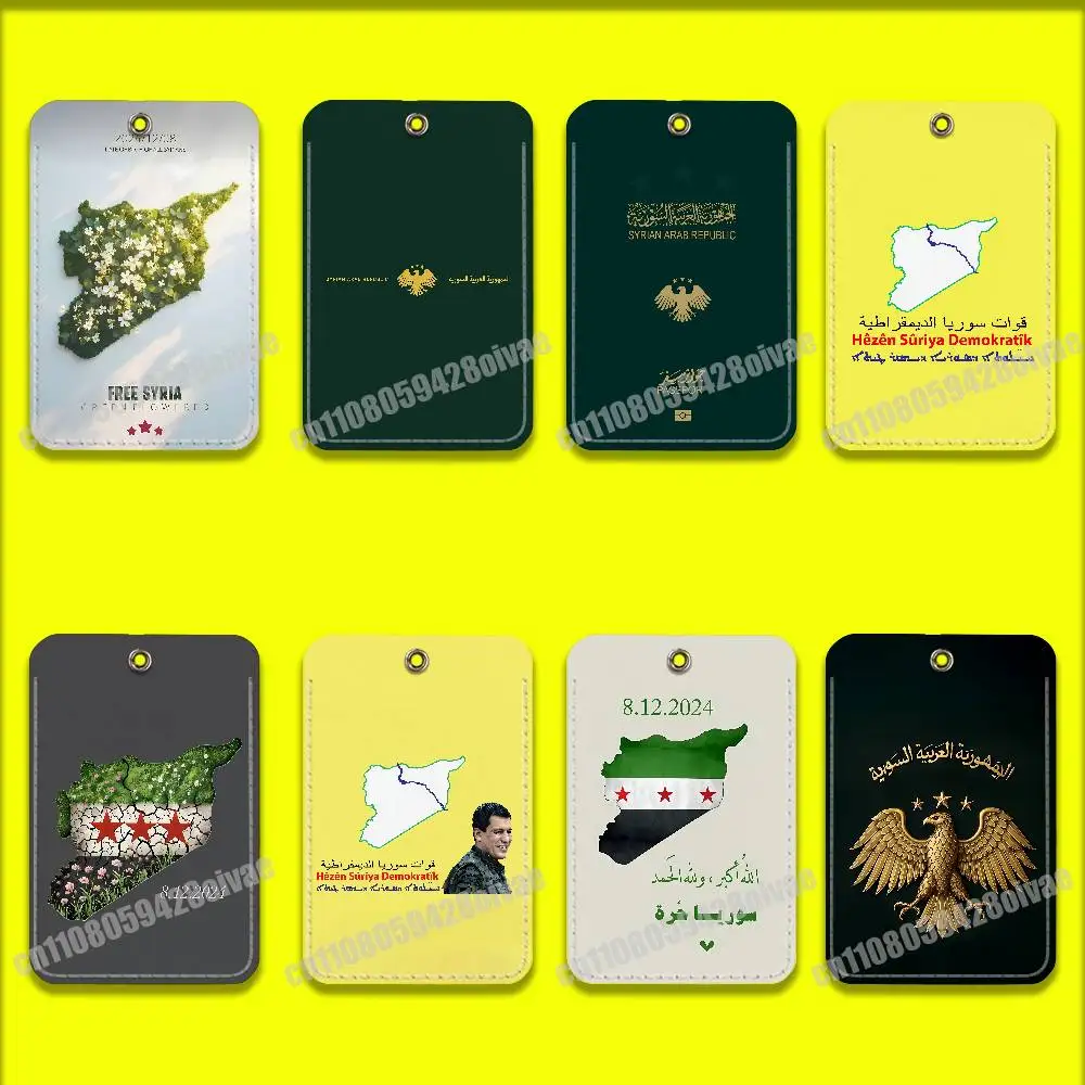 Syria Syrian Democratic Forces Flag Map Card Holder Cover For ID Clips Credit Bank Bag Meal Sleeves Pocket Decoration Keychain