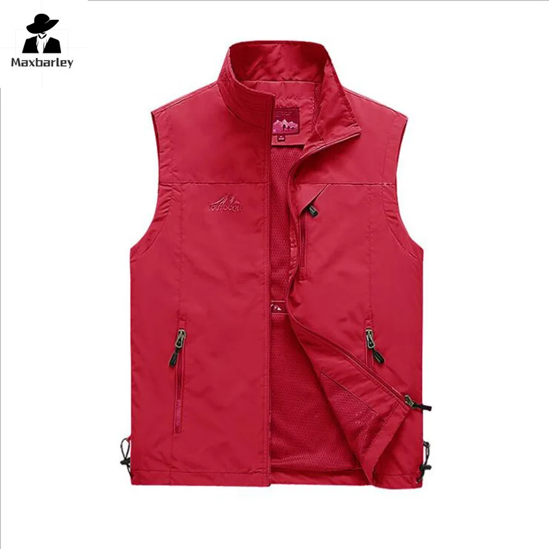 Spring Casual Vest Men's Classic Outdoor Camping Breathable Thin Mesh Vest Fashion Loose Photography Travel Sleeveless Jacket