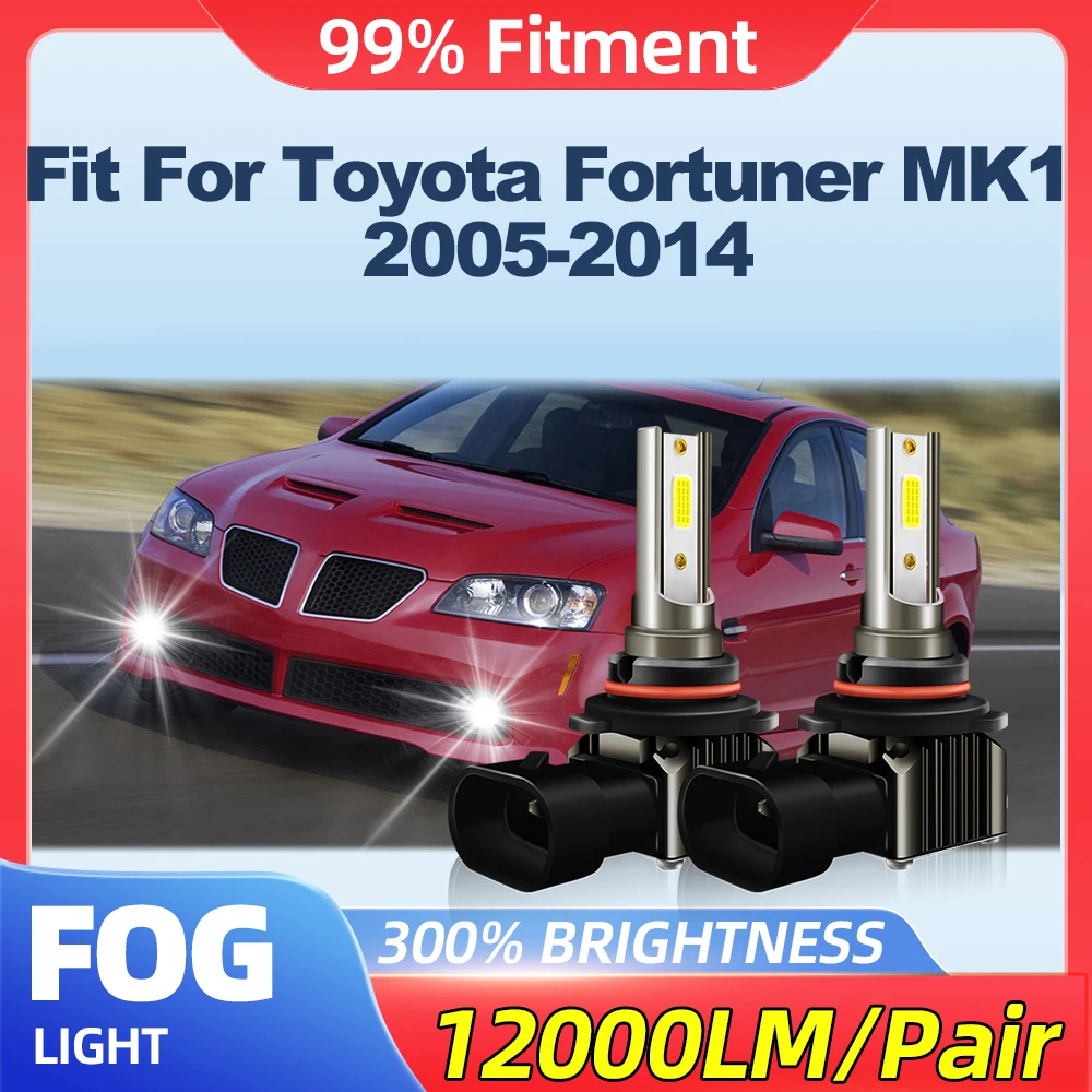

Fit For Toyota Fortuner MK1 2005-2010 2011 2012 2013 2014 12000LM Fog Lights 100W LED Fog Lamps 12V 6000K White Plug And Play