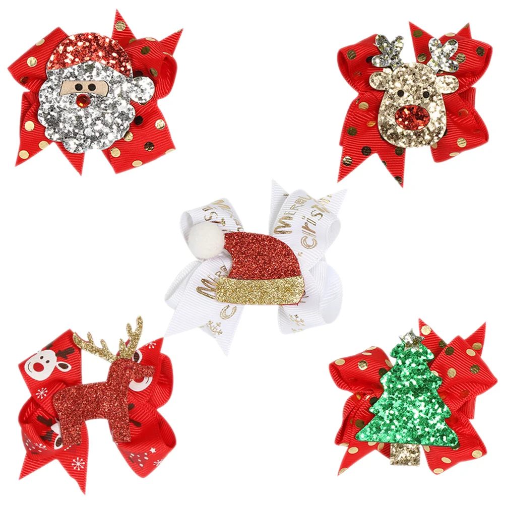 

5 Pcs Bow Hairpin Accessories Clips Cute Modeling Barrettes Holiday Cloth