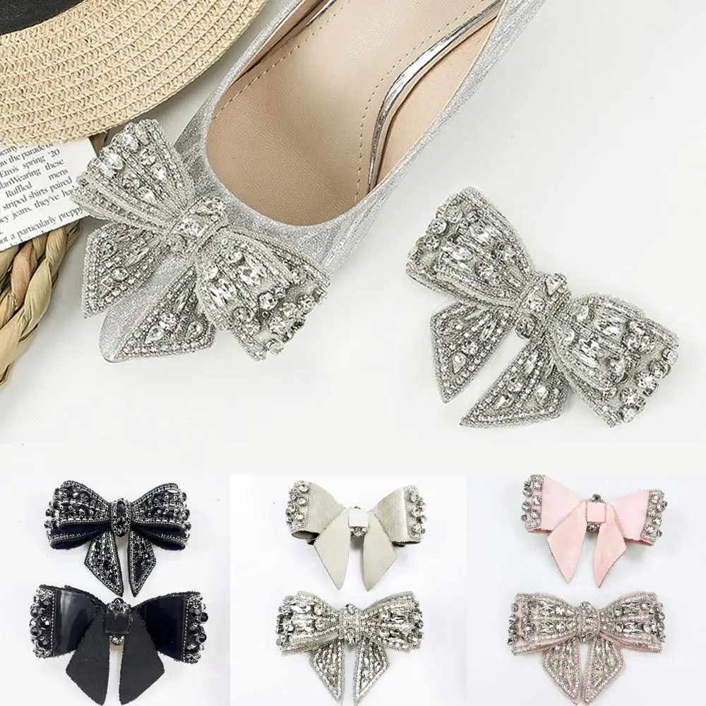 

Materials Rhinestone Shoes Decorations Shiny Bow Shoes Buckle Accessories Bow Shoes Charm Wedding Bride
