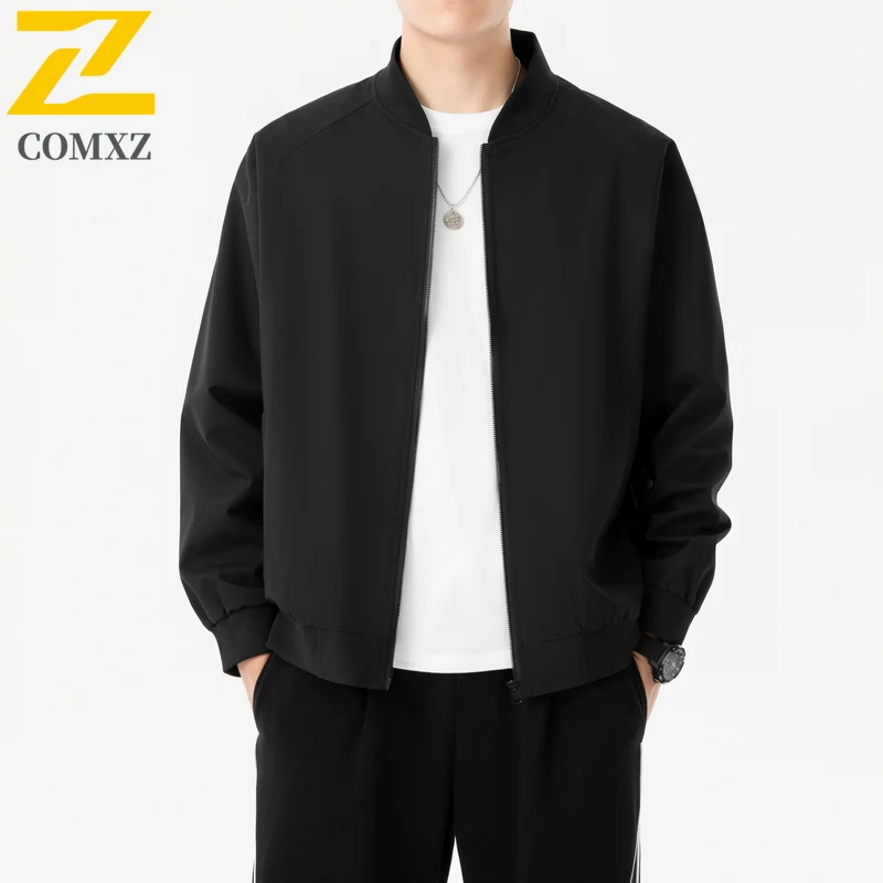 COMXZ عادية الوقوف طوق الرجال سترة في الهواء الطلق ركوب الدراجات معطف خفيف الحضرية الشارع نمط مريح ارتداء مقاومة الخريف سترة واقية جديدة