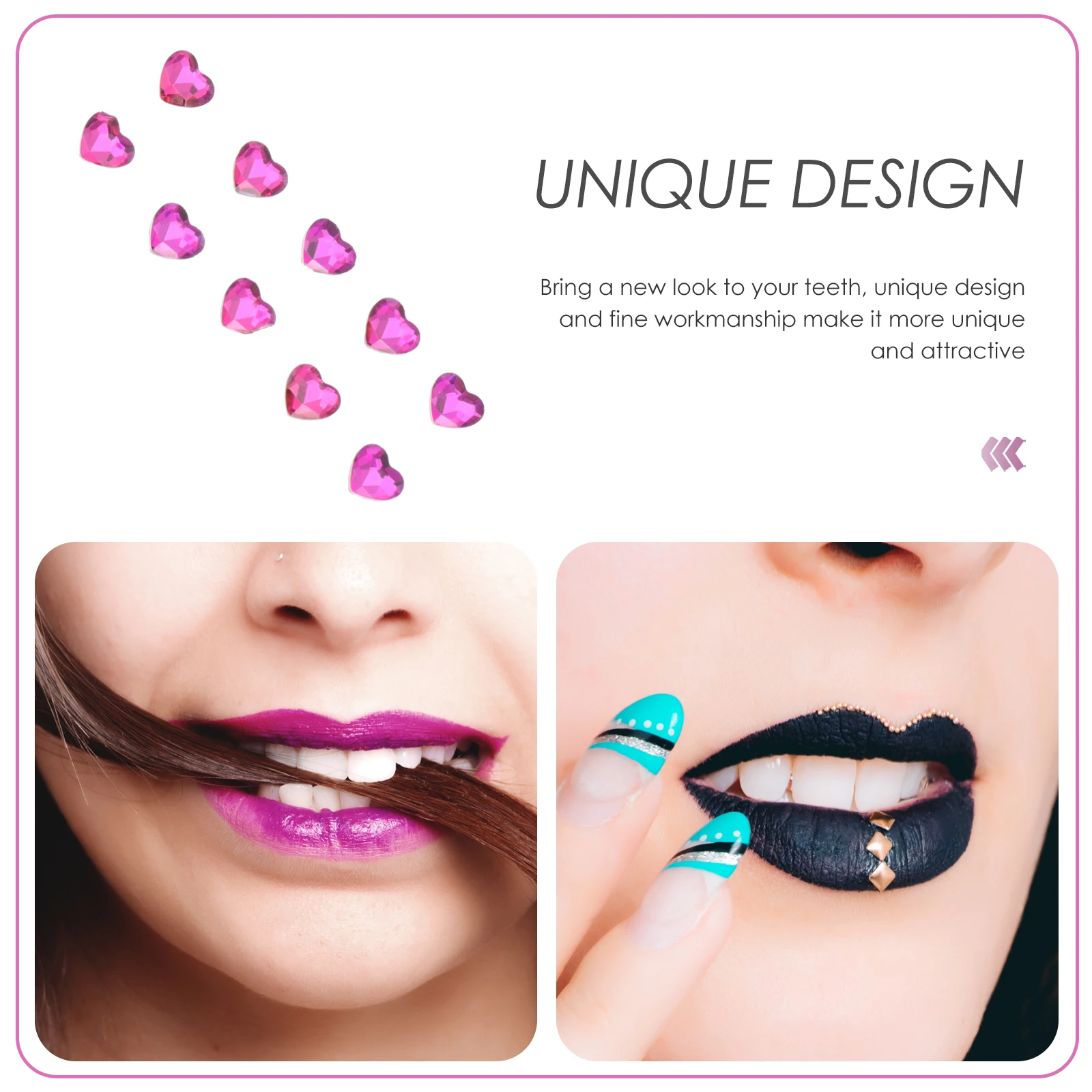 

10pcs Heart Shaped Tooth Decoration Crystal Gems Stickers Colorful Rhinestones Teeth Jewelry Grills Kit Makeup