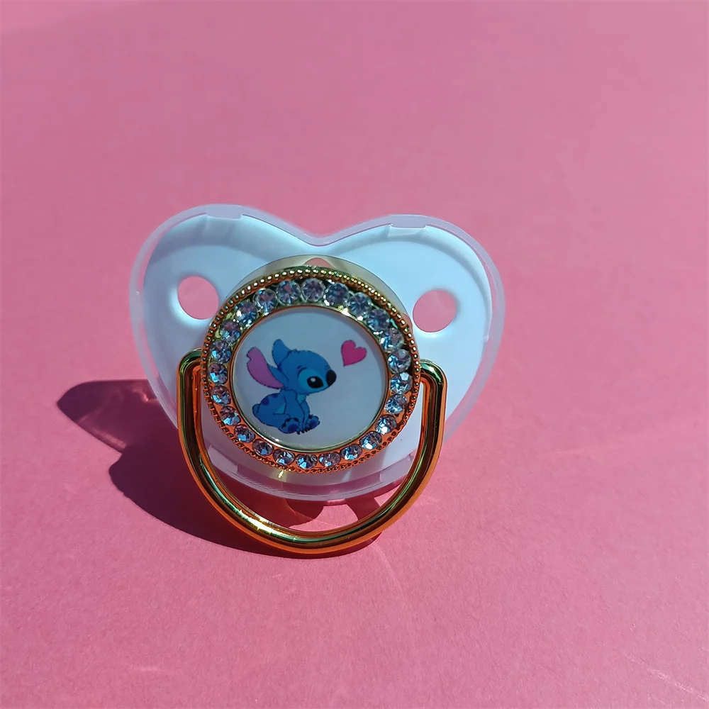 Gold Bling Pacifier for Newborn Boy Stitch Donald Duck Lion King Simba Silicone Nipples for Newborns Disney Creative Pacifiers