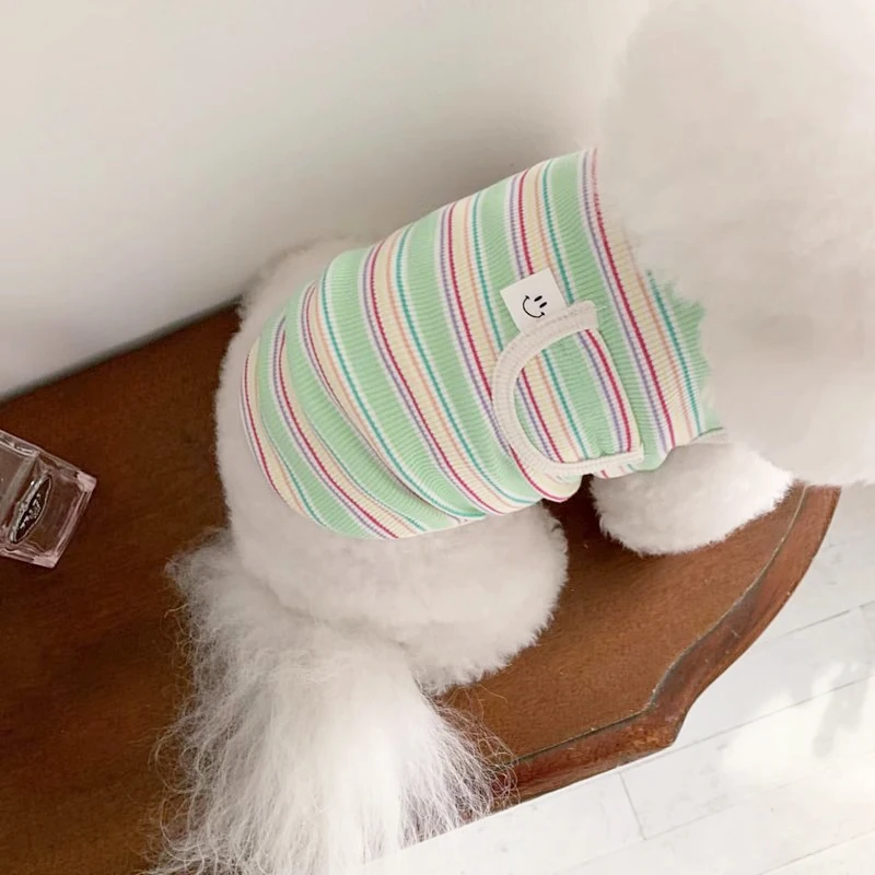 2024 Dog Clothes Summer Dog Vest Striped Vests Dog T-Shirt Cotton Cute Dog Costume Chihuahua Bichon Cat Clothing Girls Dog Shirt