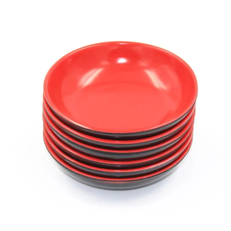 4 Ceramic Sauce Dish Melamine Seasoning Plates Dessert Appetizer Dish Snack Bowl Small Serving Plate for Home Restaurant Red