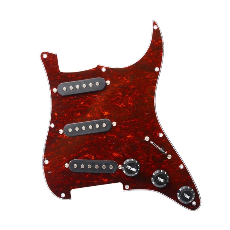 11 Holes Guitar Single Coil Pickups Prewired-Loaded SSS Pickguard Scratch Plate Set with Back Cover Guitar Parts, 3Ply