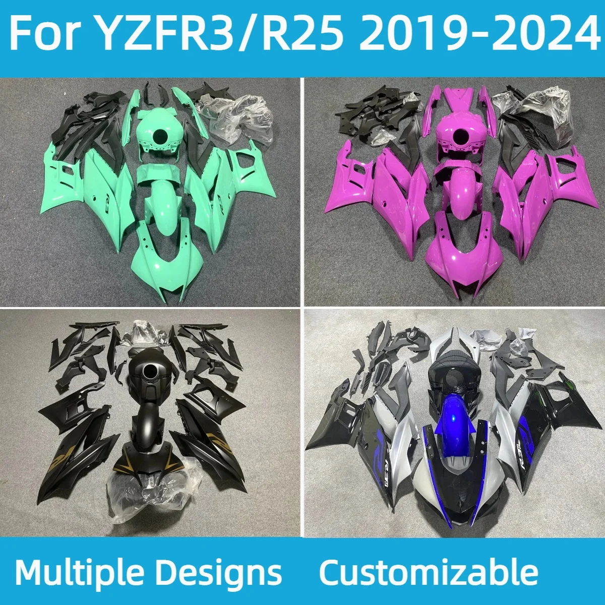Fairing Set for YAMAHA YZF R3 R25 2019-2024 Motorcycle Customizable Prime Aftermarket Injection Fairings Kit YZFR3 YZFR25