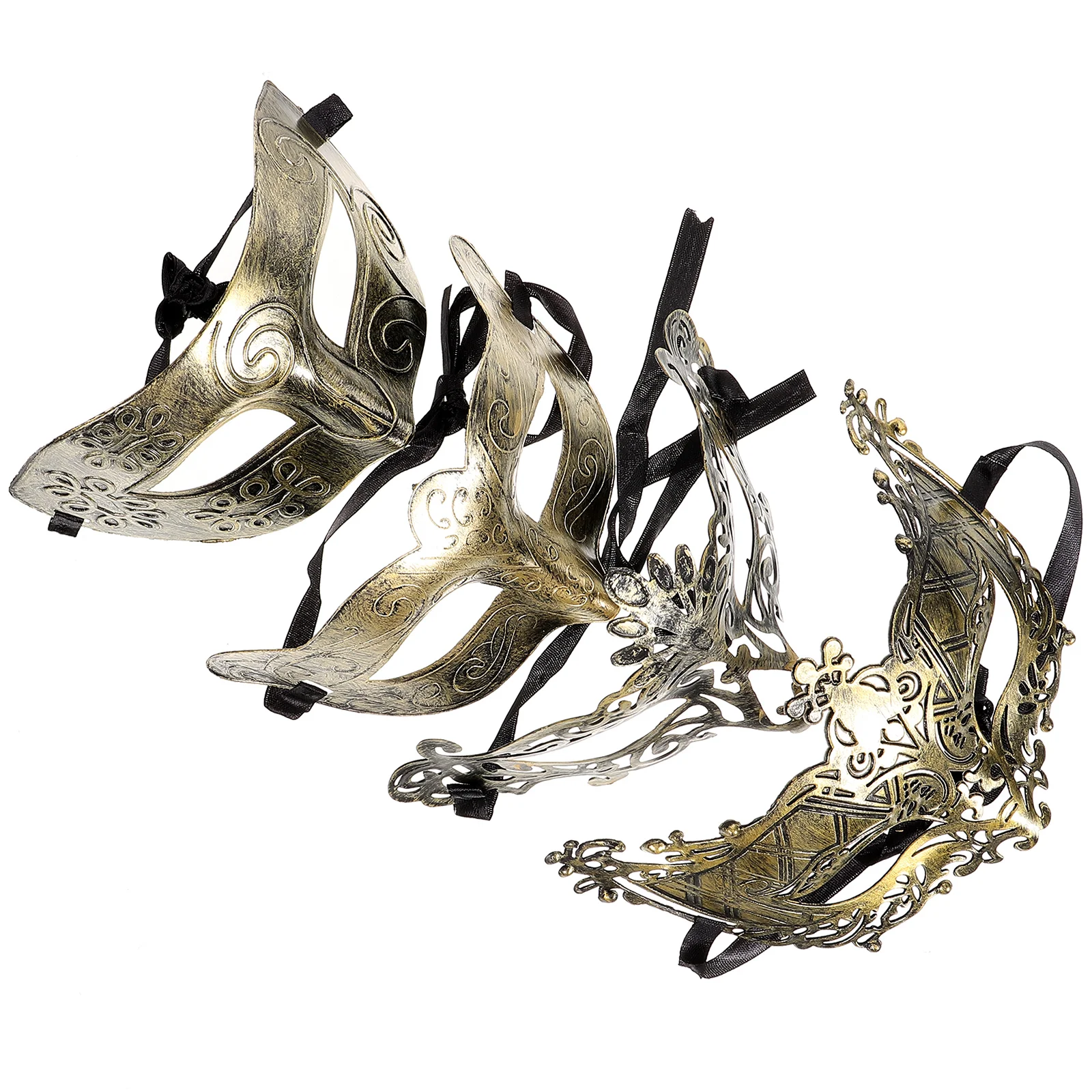 

4 Pcs Masquerade Masks Halloween Crown Cosplay Plastic Vintage Design Prince Fairy Princess Half Face Greek Roman Mask Prop