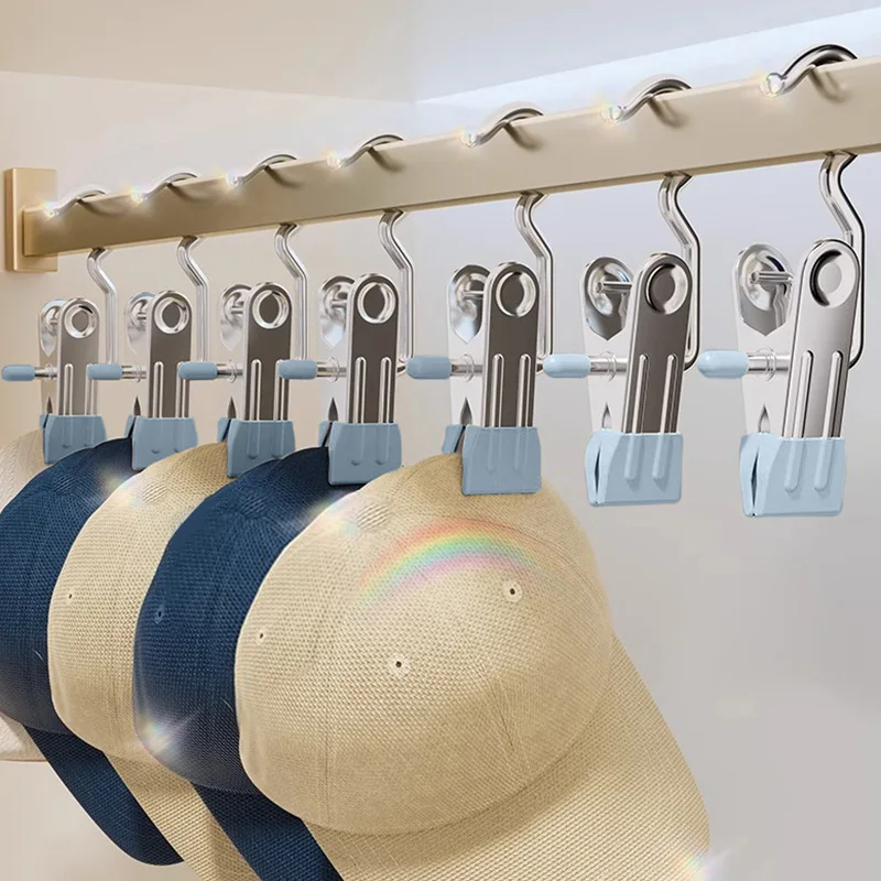 10 Stuks Broek Hanger Rvs Wasknijpers Wasgoed Kleding Haringen Met Haak Kast Kleding Organizer Draagbare Sokken Clips