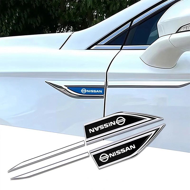 2 pçs emblema de metal do carro porta paralama adesivo decoração do corpo automático para nissan sylphy n7 teana qashqai nota j10 j11 navara juke gtr