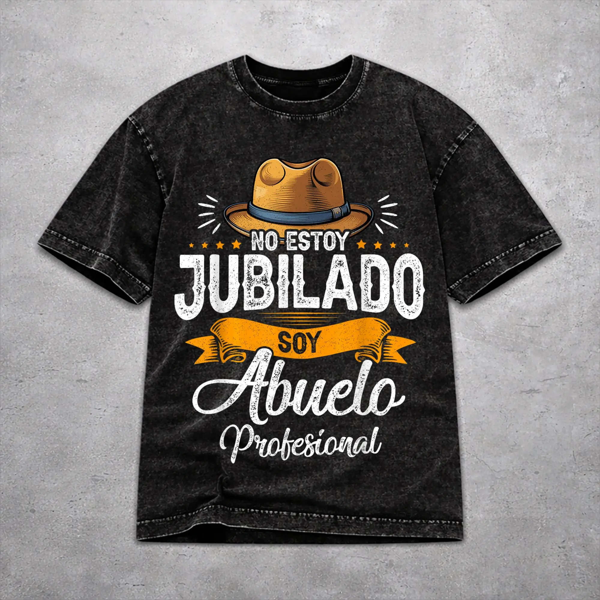 No Estoy Jubilado Soy Abuelo Profesional  Washed T Shirt Retro Harajuku Men Women  Loose T-Shirts Tee 100% Cotton