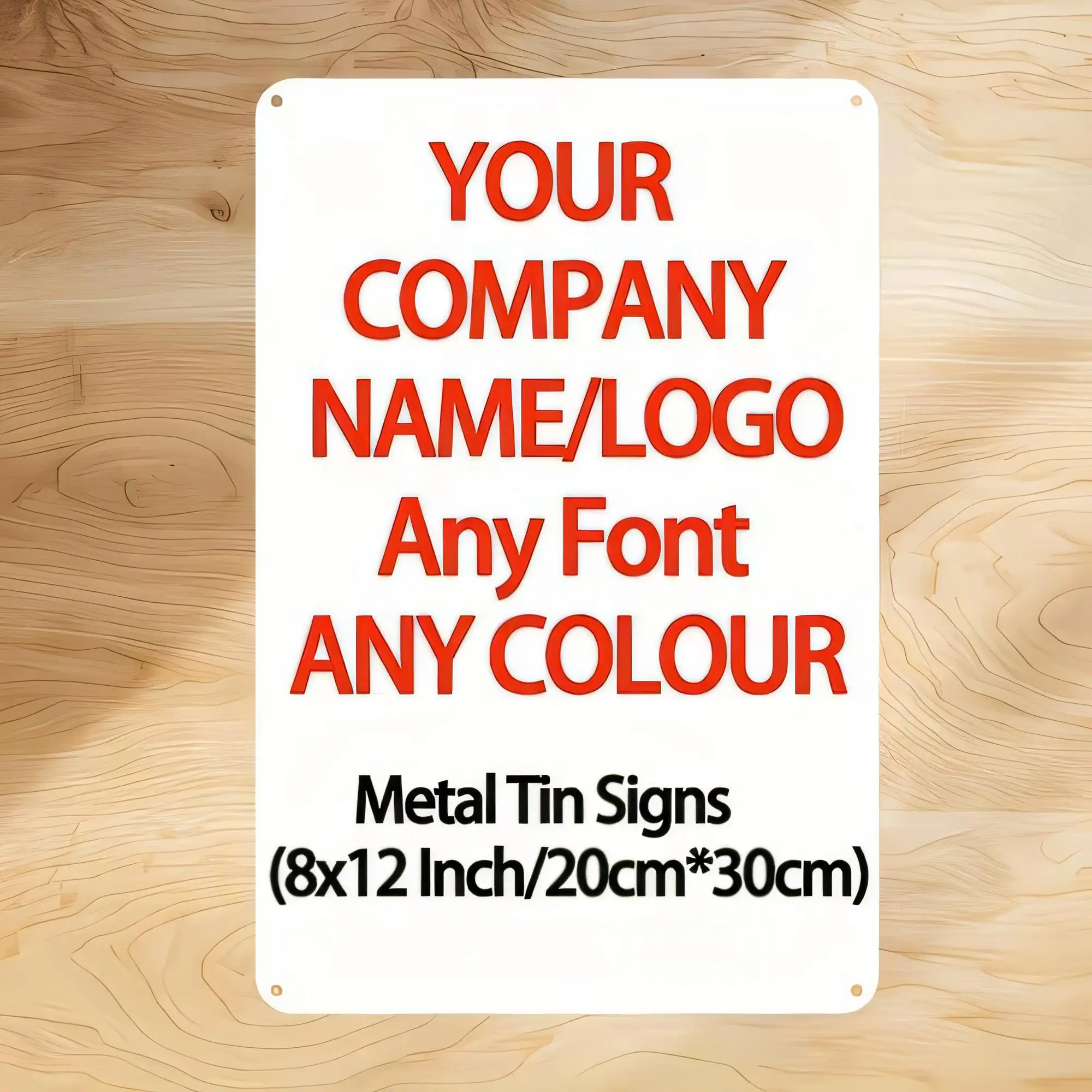 Personalized Tin Sign for Business Your Company Name Logo Custom Text Any Font Any Color Metal Wall Decor Plaque In 20cmx30cm Re