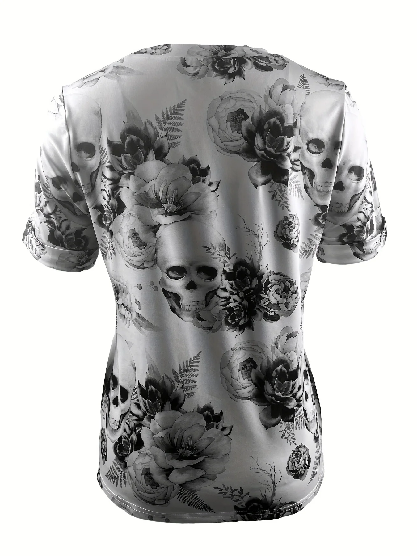 Women Hello Darkness My Old Friend Print T‑Shirt Skull Rose Butterfly O‑Neck Short Sleeve Tops