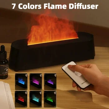 リモコン付き3Dモデリングflame超音波エアディフューザー,フレッシュミストマシン,エッセンシャルオイル加湿器