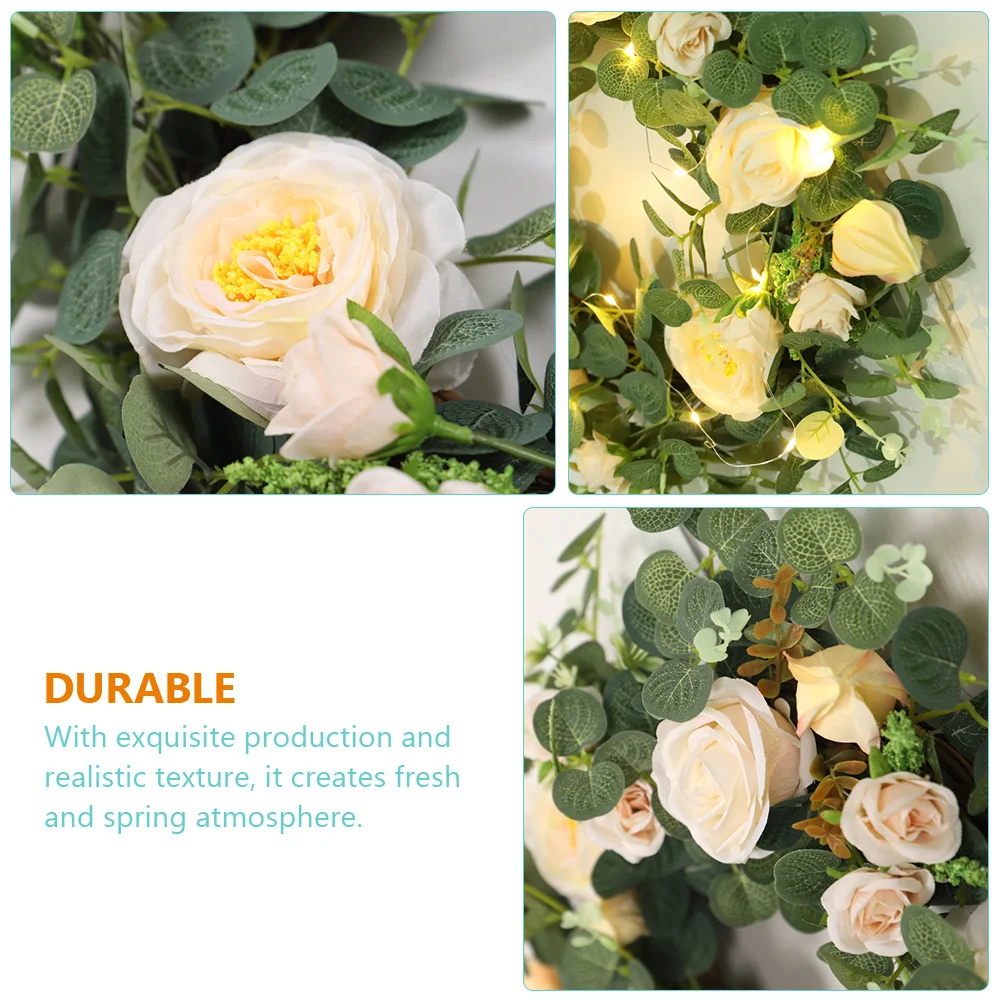 

1Set Simulation Camellia Wreath Pendant Realistic Door Garland Hanging Wreath Decorative Fresh Home Party Layout