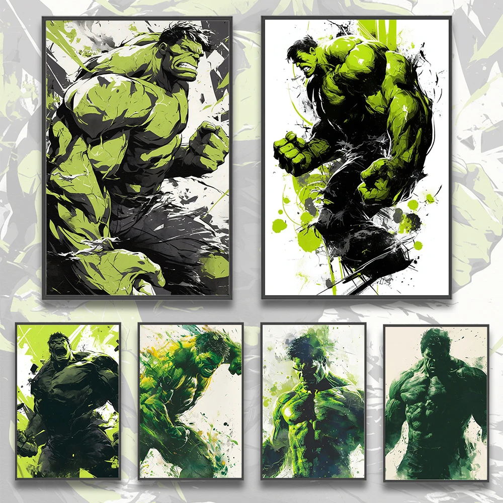 Marvel Hulk Self-adhesive Poster Movie Wallpaper Figures Home Decoration Painting Pictures Wall Art Bedroom Avengers HD Decor