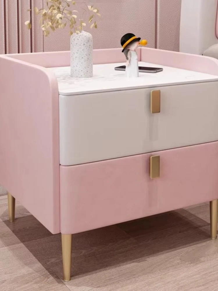 Vintage bedside table Color bedside table Girl bedside table Modern pink Two drawers