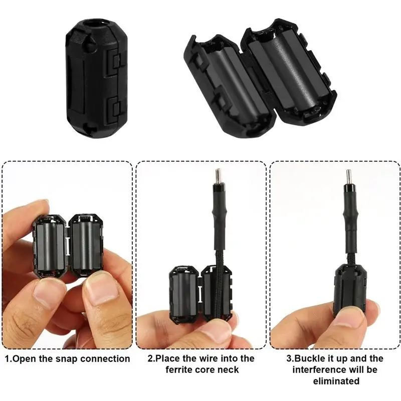 GROCE-RFI EMI Noise Suppressor Suppression Clip-On Ferrite Core Bead Ring Core Cable Clamp Clip Filter(20Pcs) For 7Mm Diameter C