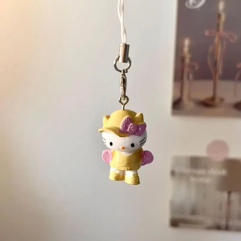 Uroczy breloczek Hello Kitty, zawieszka do telefonu, słodki uchwyt na słuchawki, smycz zapobiegająca zgubieniu, ozdoba do torby.