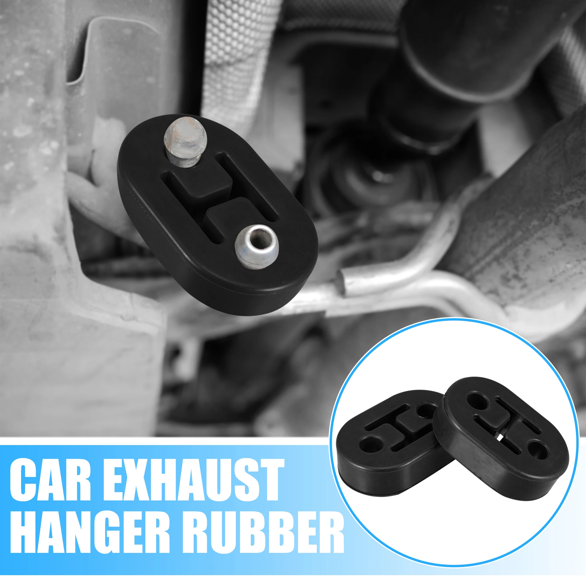 UXCELL Car Exhaust Hanger Rubber with 2 Hole 12mm Hole Size Muffler Bracket Mount Black (Set of 2)