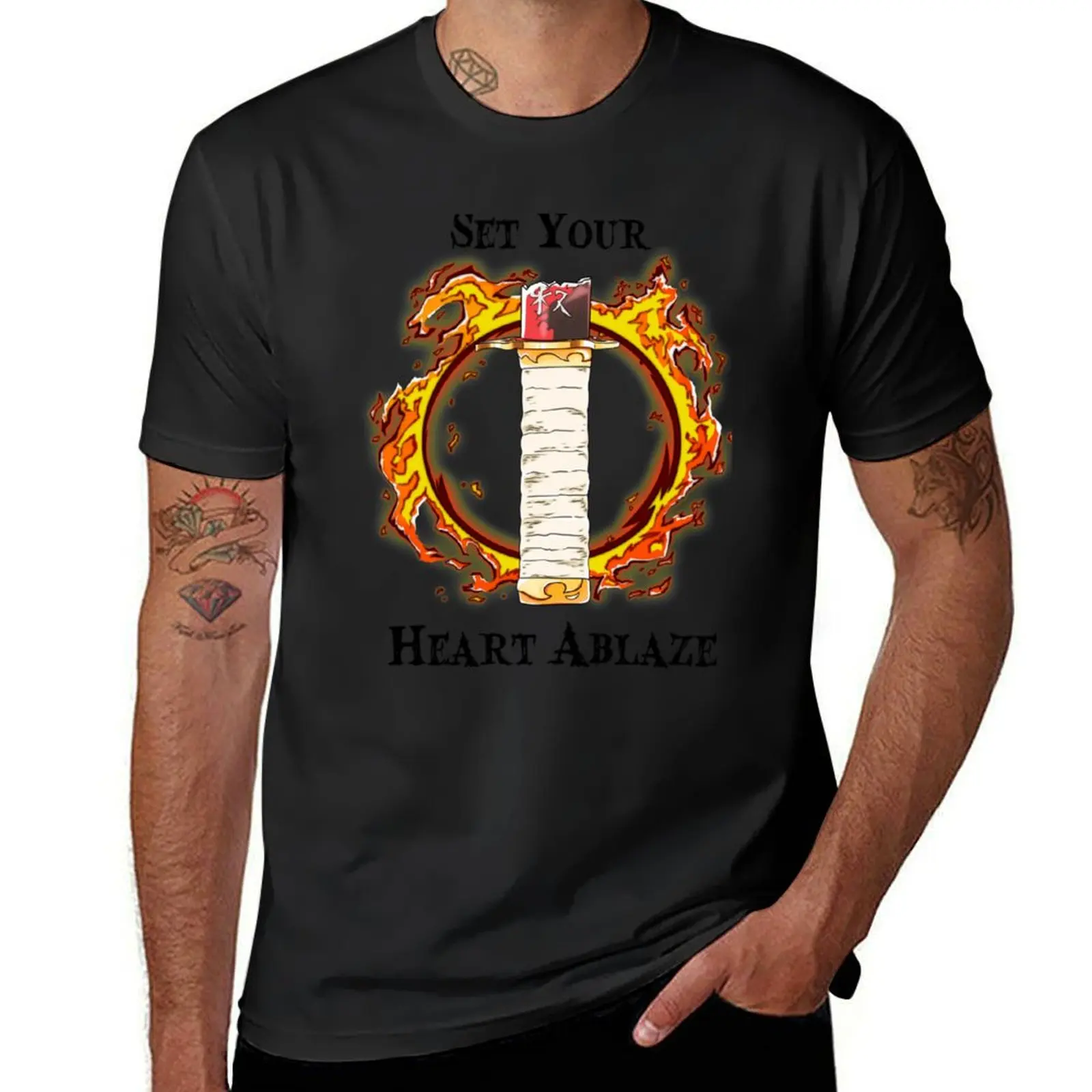 

Set Your Heart Ablaze - Black Font T-Shirt tees kawaii clothes Short sleeve tee plus sizes T-shirts for men cotton