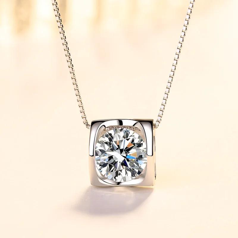 Simulated Moissanite Pendant Necklace D Color VVS1 Lab Grown Diamond for Women Wedding Bridal S925 Sterling Silver Fine Jewelry