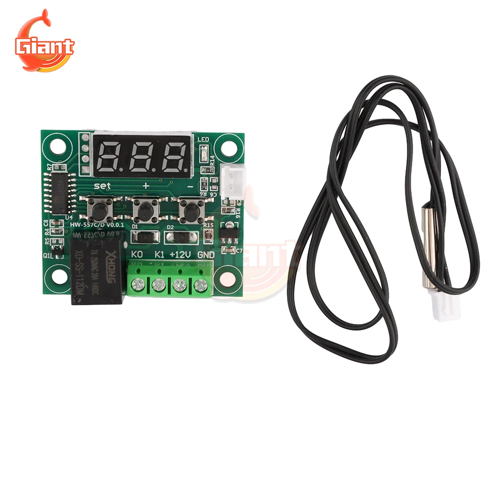 DC12V Digital Temperature Controller Module Adjustable Refrigeration Heating Temperature Regulator NTC Sensor Probe Thermostat