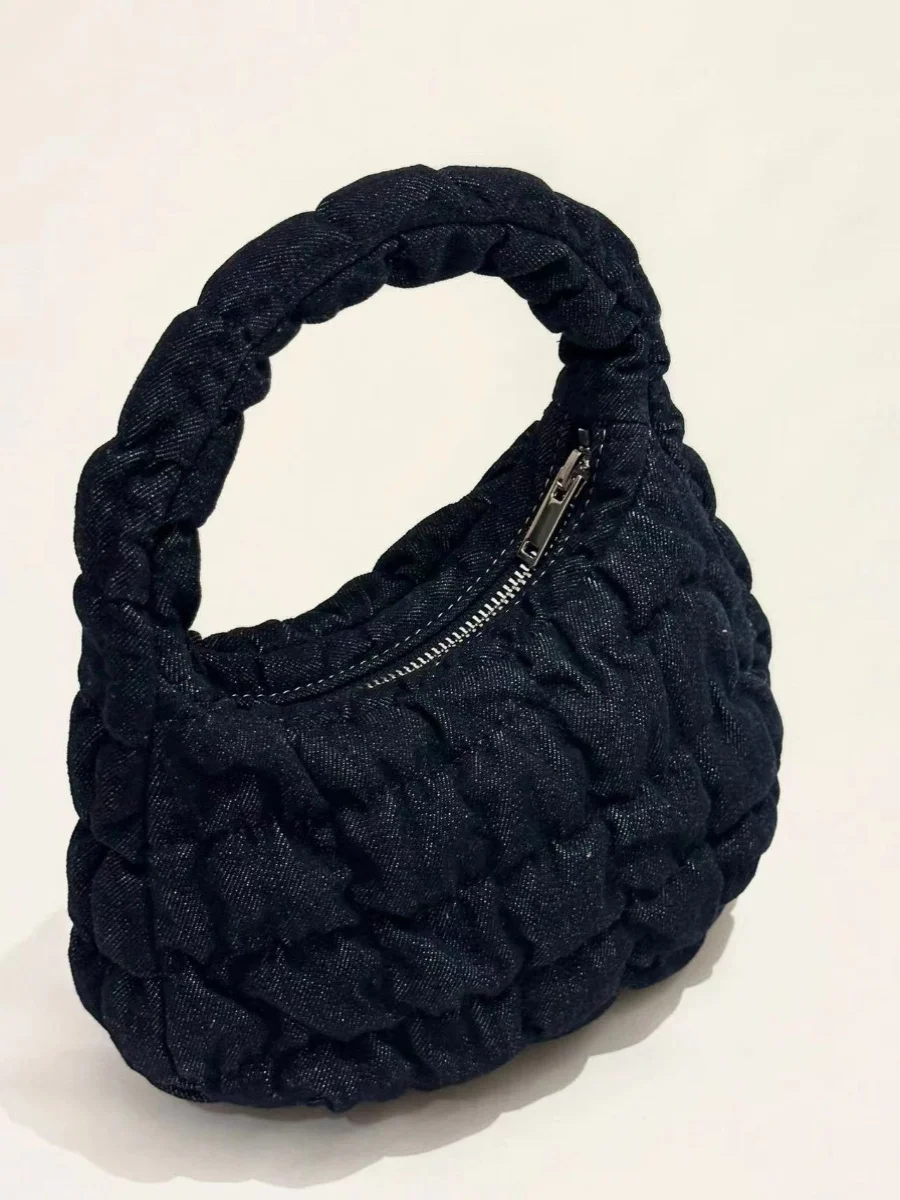 Cos Denim Cloud Bag Women 2024 New Mini Micro Mini Mobile Phone Bag Pleat Dumpling Handbag Fashion