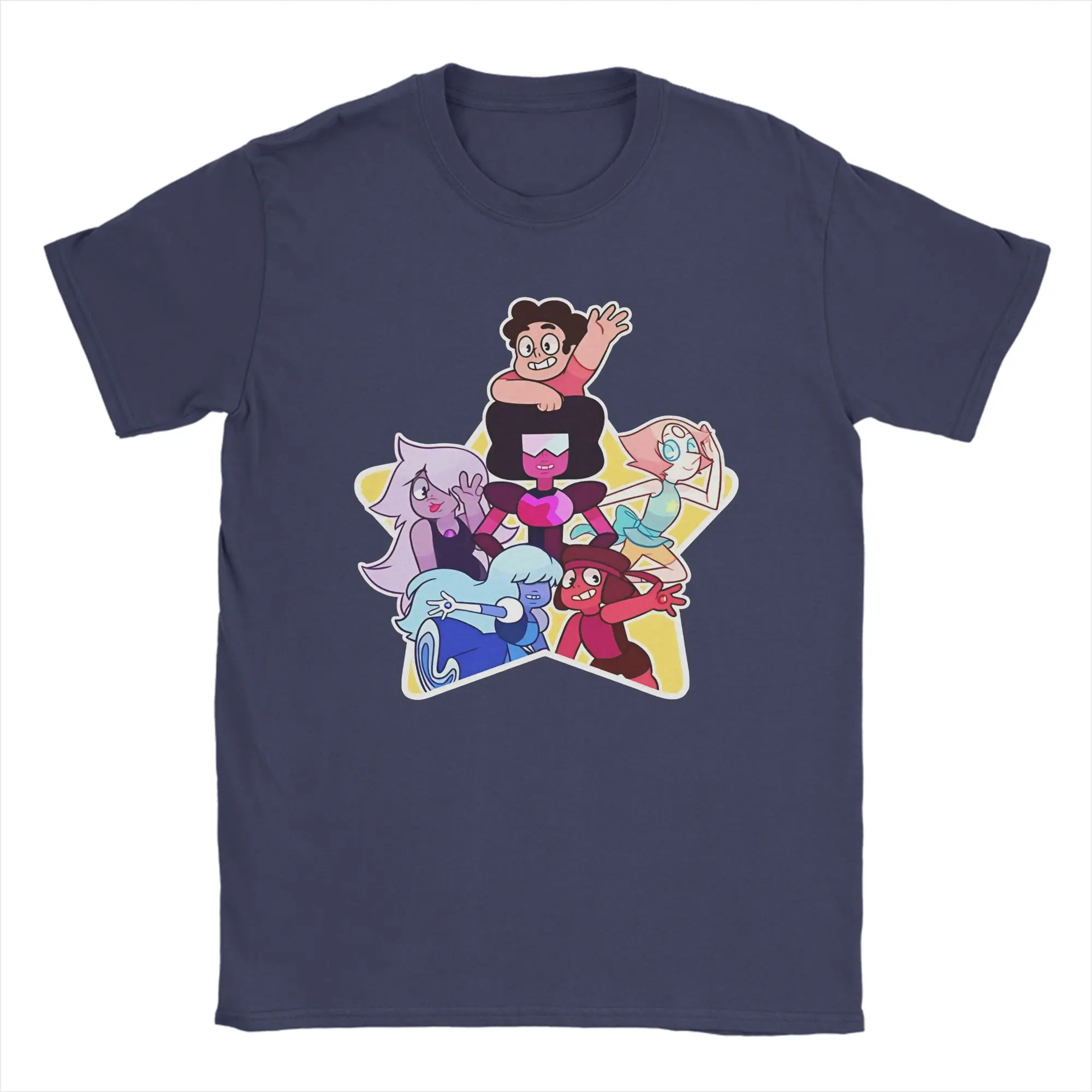 Vintage Crystal Gems! Steven Universe T-Shirt Men Crew Neck 100% Cotton T Shirts  Short Sleeve Tee Shirt Printed Clothes