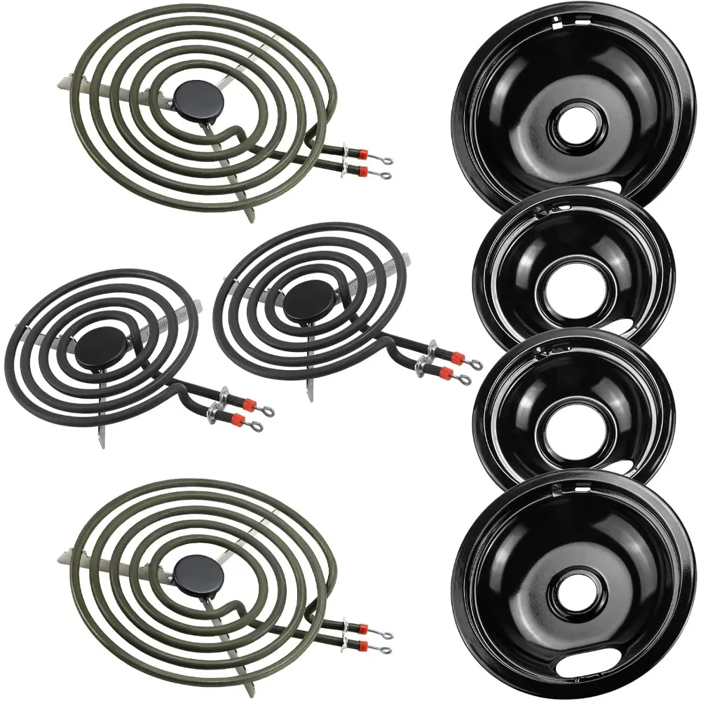 

Porcelain Burner Drip Pan & MP22YA Electric Range Burner Element Unit Set Replacement - Compatible with Whirlpool Electric