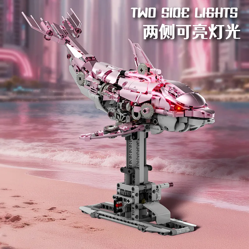 888 pçs modelo de golfinho mecânico blocos de construção kit série animal articulações móveis criatividade montado brinquedo ornamento criança presente natal