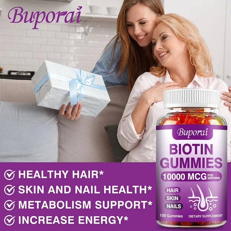 Biotin Gummies - Supports Healthy Hair, Skin and Nails, Anti-aging, Brightens Skin Tone