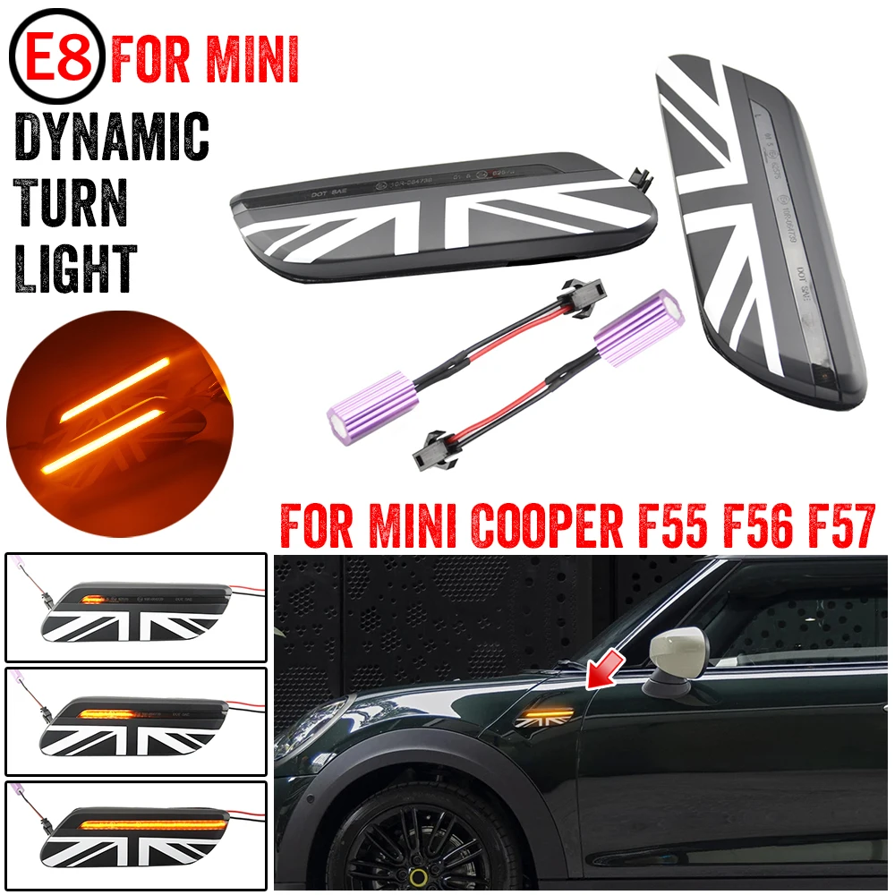 

For Mini Cooper Gen3 F55 F56 F57 LCI2 2022+ Dynamic LED Fender Turn Signal Blinkers Indicators Sequential Side Marker Lights