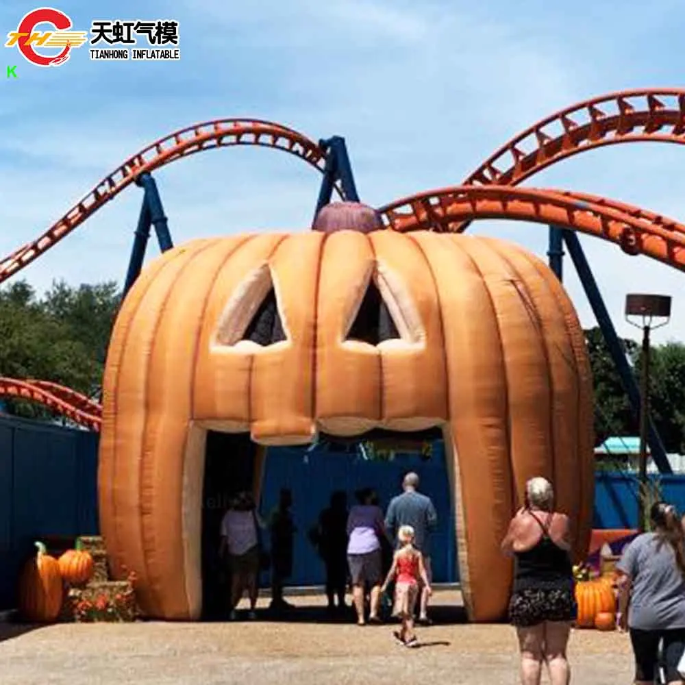 Szybka wysyłka 5m Wysoki Nadmuchiwany Tunel Wejściowy Dynia Namiot Gigantyczny Nadmuchiwany Jackolantern Scena Namiot Tunel Łuk na Sprzedaż