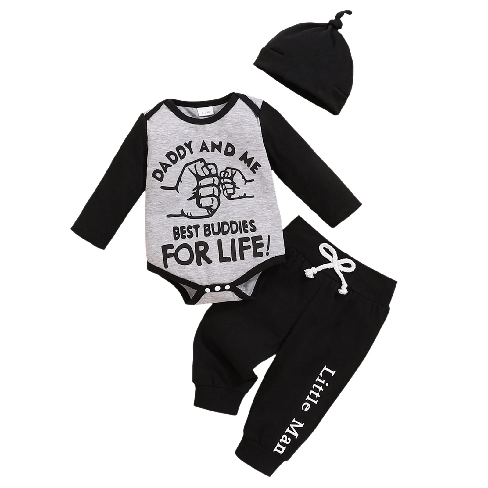 

Baby Boy Rompers Newborn Infant Baby Boy Clothes Letter Print Romper Pants Set Hat 3pc Outfits Set Toddler Apparel Boy Trendy