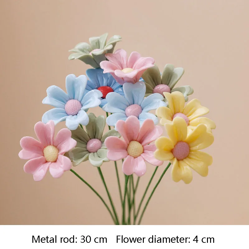 5 Stück Wildblumen Hochtemperaturbeständige Handgefertigte Keramik-Simulationsblumen Ewige Blumen für Geschenke und Heimdekoration – Detail 12