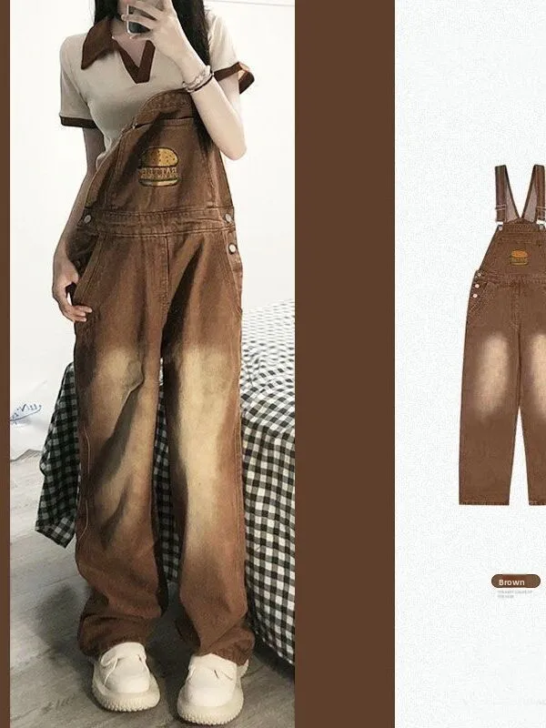

Ele Embroidered Denim Overalls Women's Spring Autumn New Sle Faionable One-Piece Pants plus Size for Younger Looking
