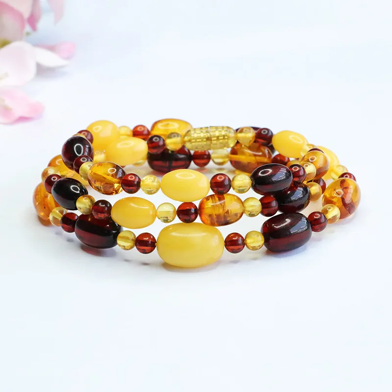 

Natural Amber Passepartout Necklace Beeswax Flower Amber Blood Amber Duobao Lanyard