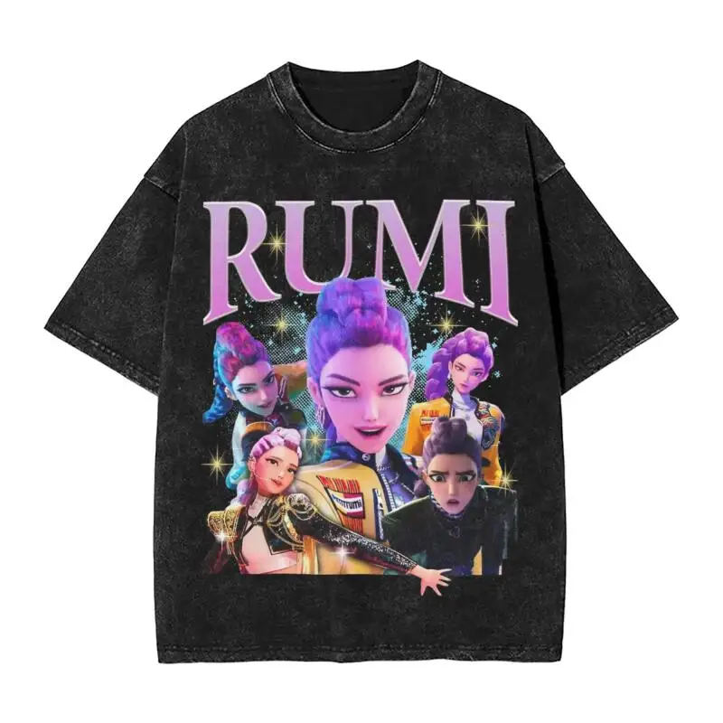 تي شيرت KPop Demon Hunters Baby Saja مغسول تي شيرت أنيق تي شيرت Saja Boys تي شيرت علوي للرجال والنساء 100% قطن Harajuku صيفي