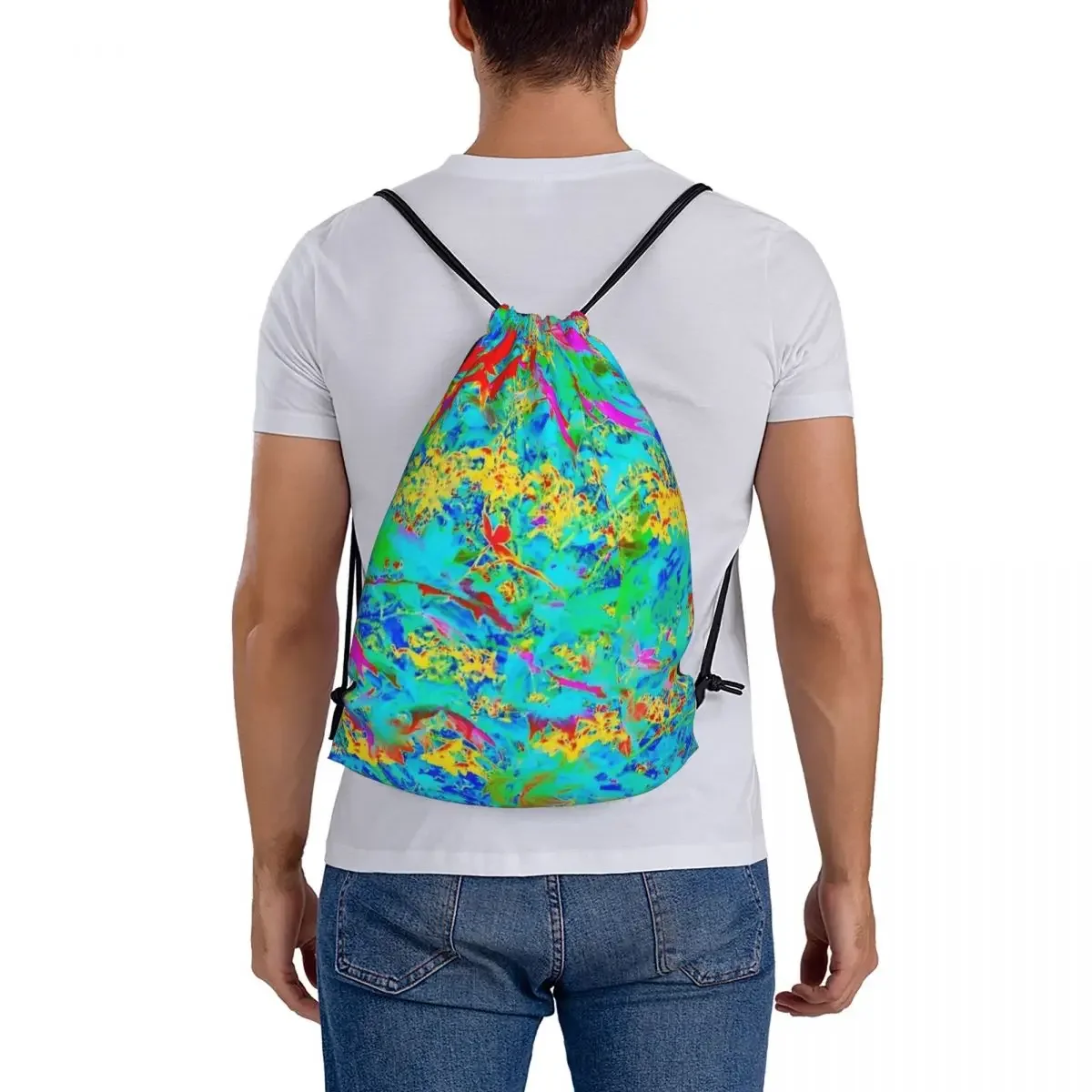 Sac à dos arbre inversé abstrait avec feuilles superposées, sacs à cordon de proximité portables décontractés, sac de sport de poche Bundle, sac à livres