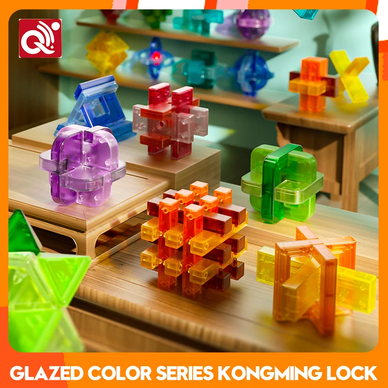 

[CubeFun] QiYi GuoChao Glazed Color Series Kongming Lock Assembly Disentanglement Детские познавательные головоломки Developme Игрушки Подарки